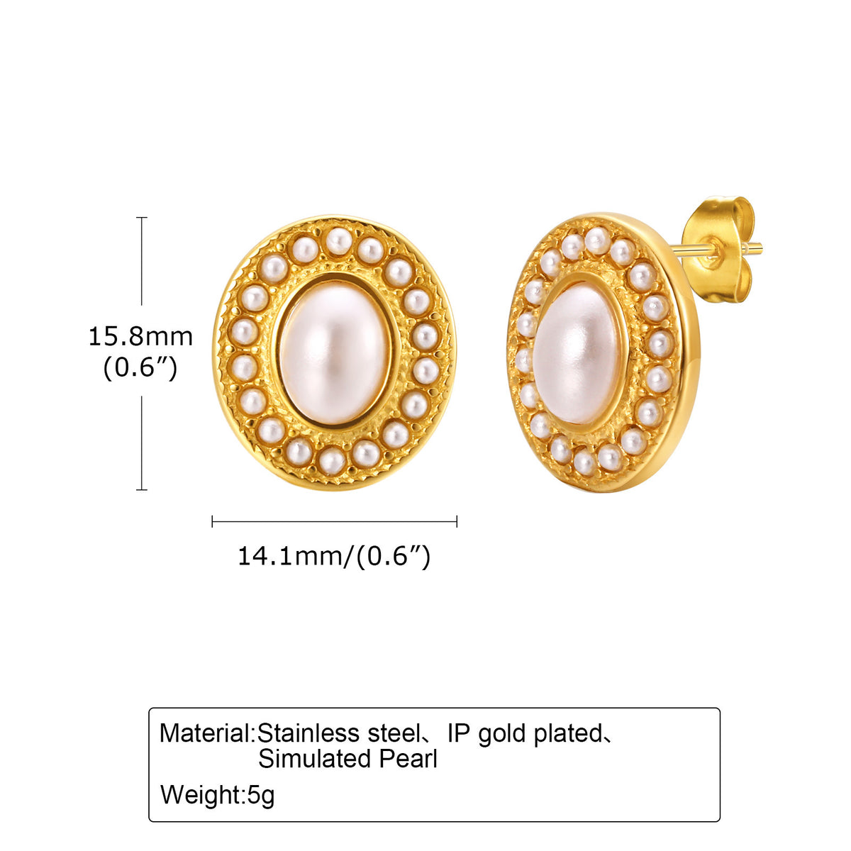 Stainless Steel Pearl Earrings