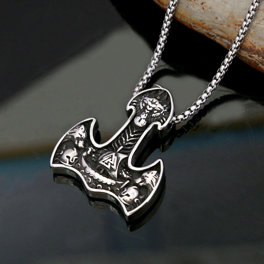 Retro Titanium Steel Hip-Hop Men's Necklace Viking Pendant