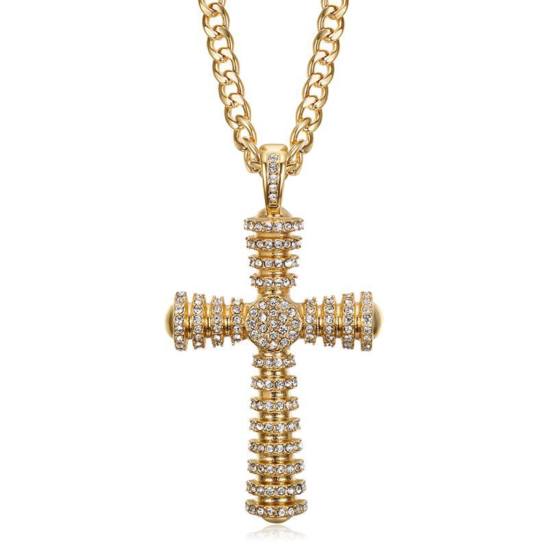 Titanium Steel Necklace – Statement Hip Hop Cross Pendant