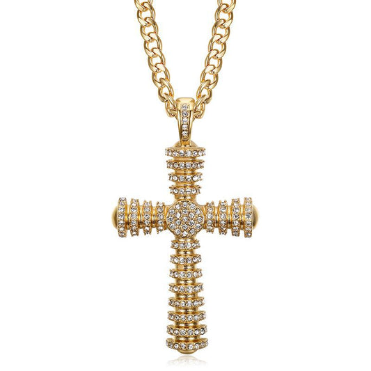 Titanium Steel Necklace – Statement Hip Hop Cross Pendant