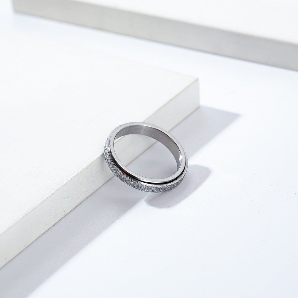 Planderful Unisex Pearl Sand Titanium Steel Rotating Ring For Men And Women Wedding Proposal Jewelry