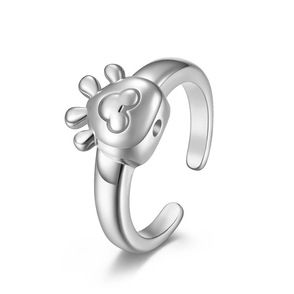 Cute Little Cat Claw Stainless Steel Women's Ring – Playful Little Animal Cat