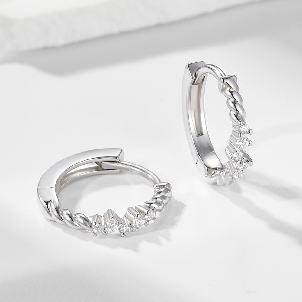 S925 Sterling Silver Zircon Earrings Ear Buckles Exquisite