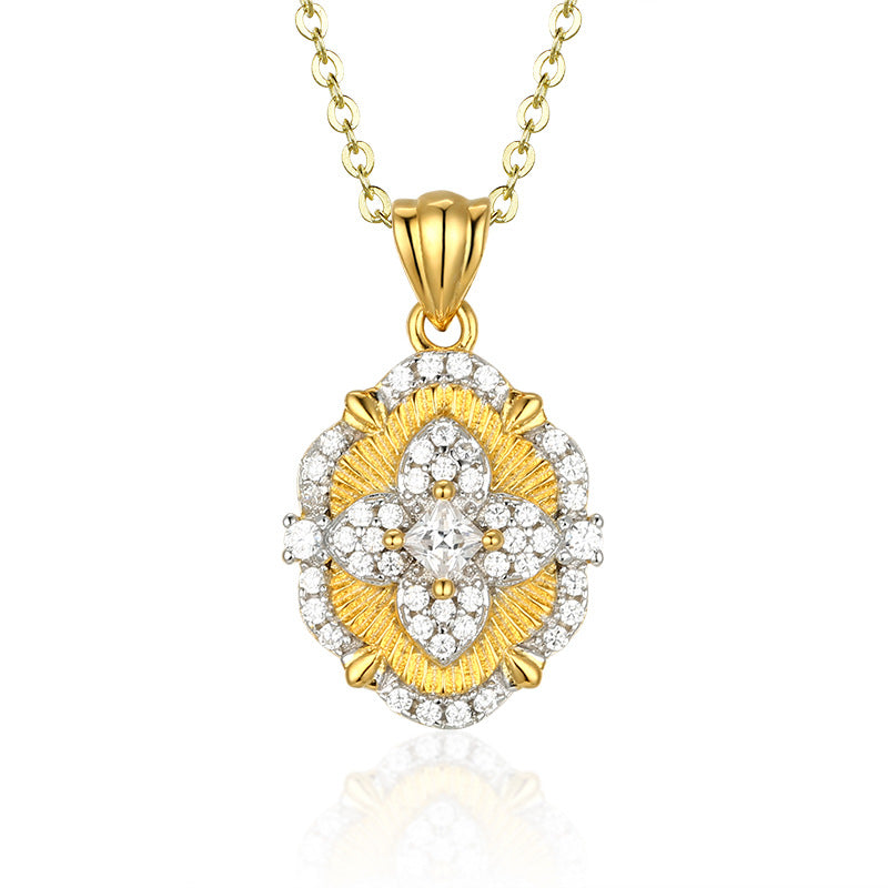 Planderful S925 Sterling Silver Necklace Light Luxury Collarbone Chain For Women Medieval Style With Zircon