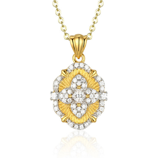 Planderful S925 Sterling Silver Necklace Light Luxury Collarbone Chain For Women Medieval Style With Zircon