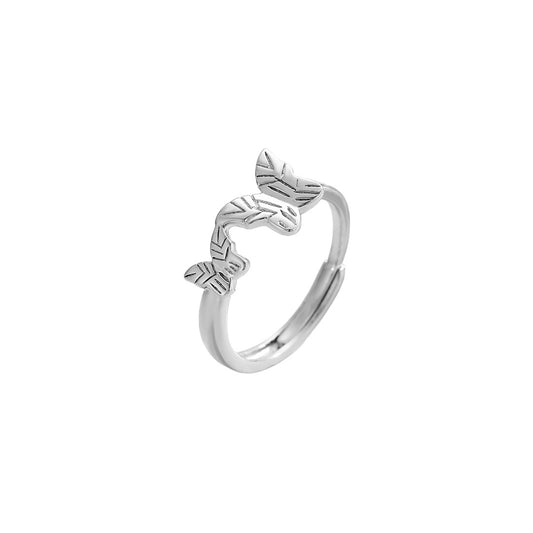 Planderful Sterling Silver Butterfly Ring For Women Adjustable Open Tail Design Elegant