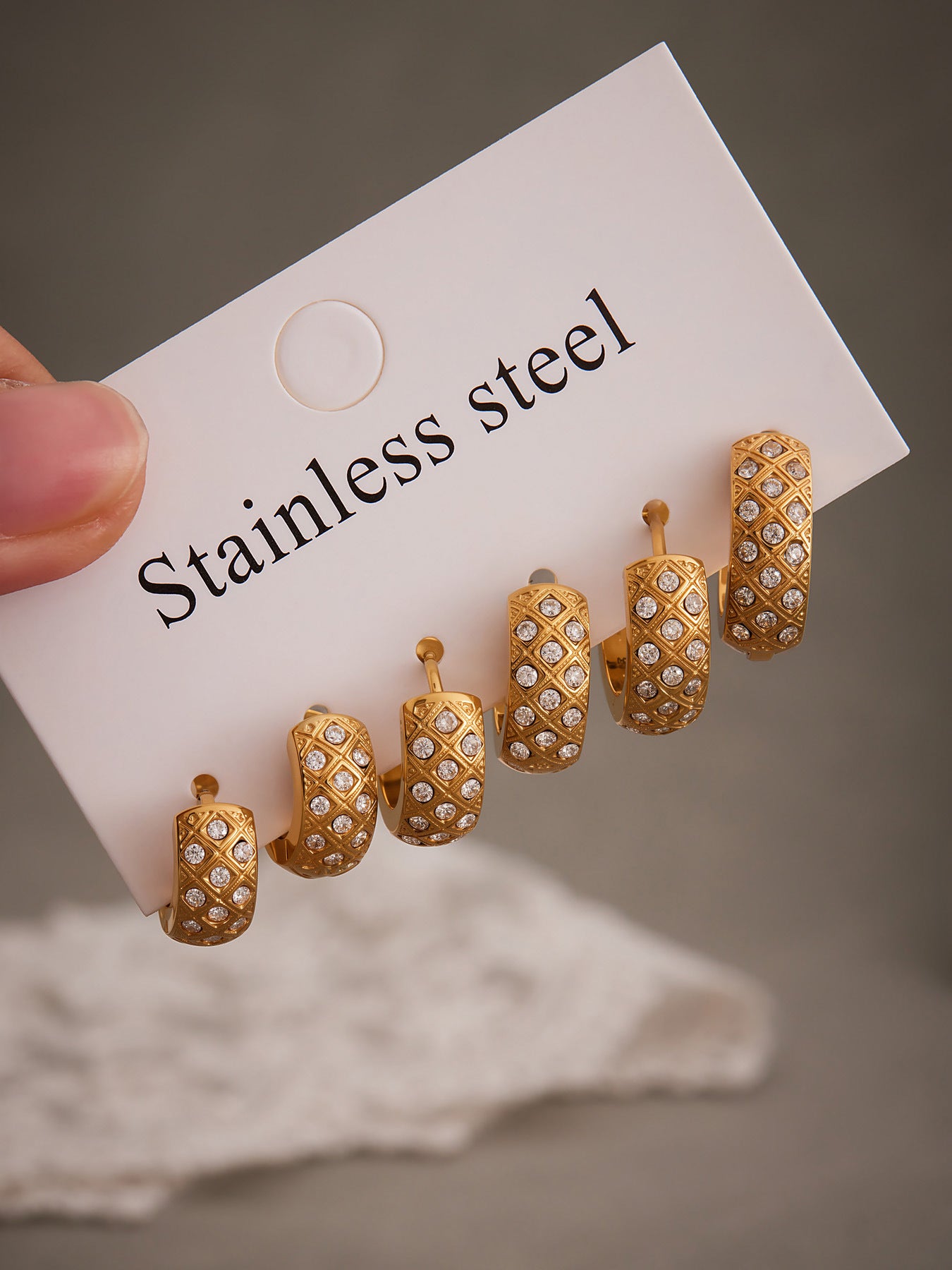 Planderful Zirconium Earrings Women 18K Gold Plated Rhombus