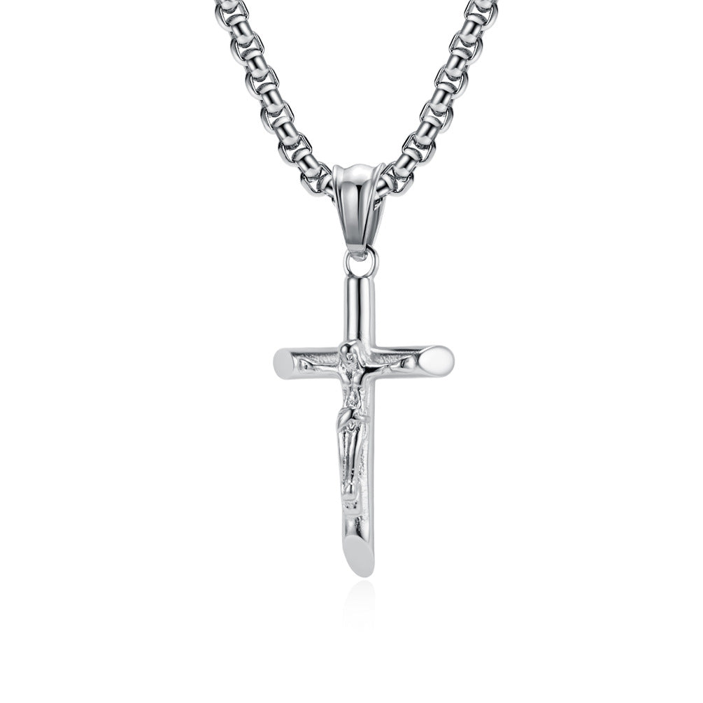Planderful Titanium Steel Cross Necklace For Men Personalized Hip Hop Pendant Everyday Genie