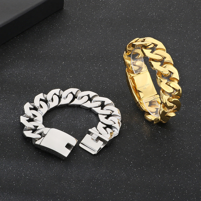 Planderful Cuban Chain Titanium 24mm Mens Bracelet Premium