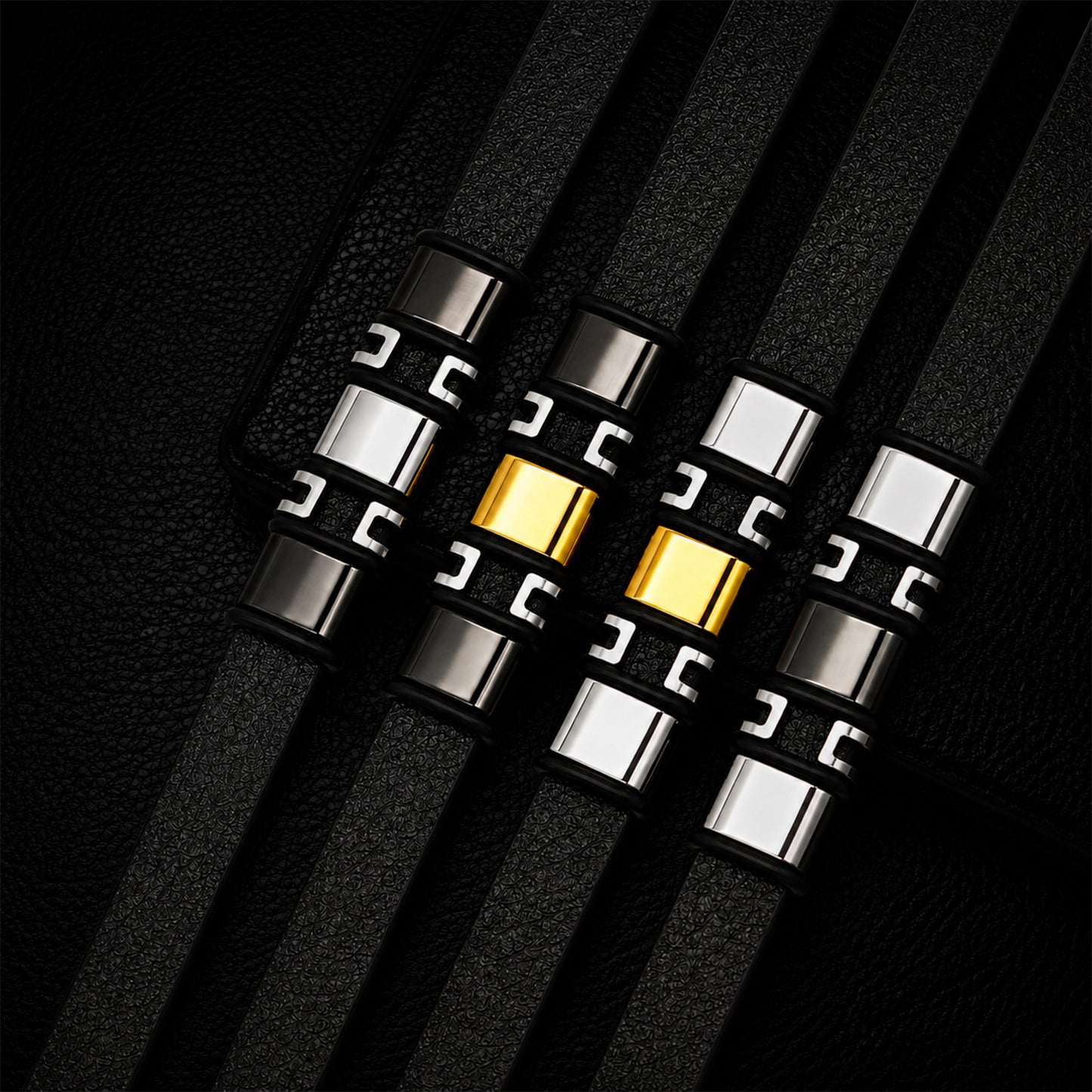 Planderful Everyday Genie Stainless Steel Leather Bracelet For Men And Unisex Versatile Trendy Statement Accessory
