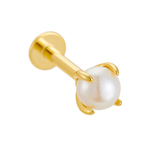 Planderful S925 Sterling Silver Pearl Flat Head Threaded Earrings For Women Minimalist Niche Style