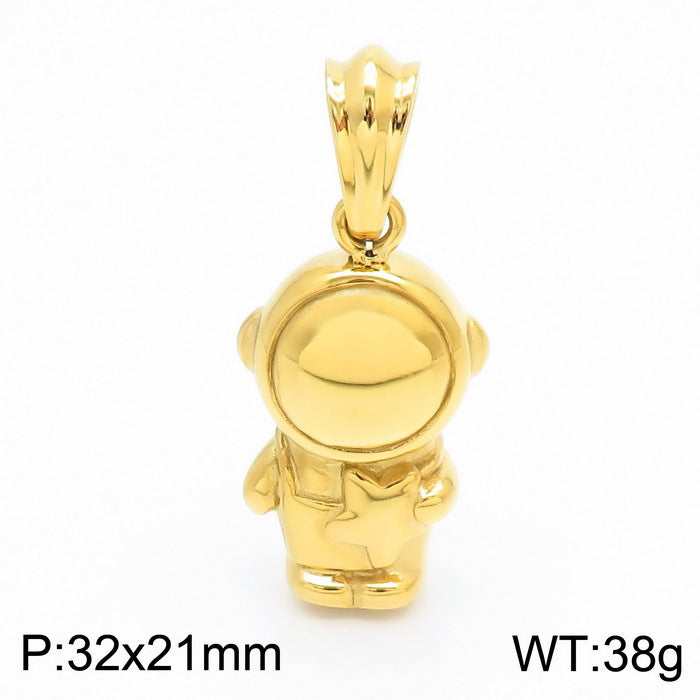 Hip-Hop Style Cartoon Astronaut Pendant for Men - Cute Vacuum Plated Titanium Steel Design