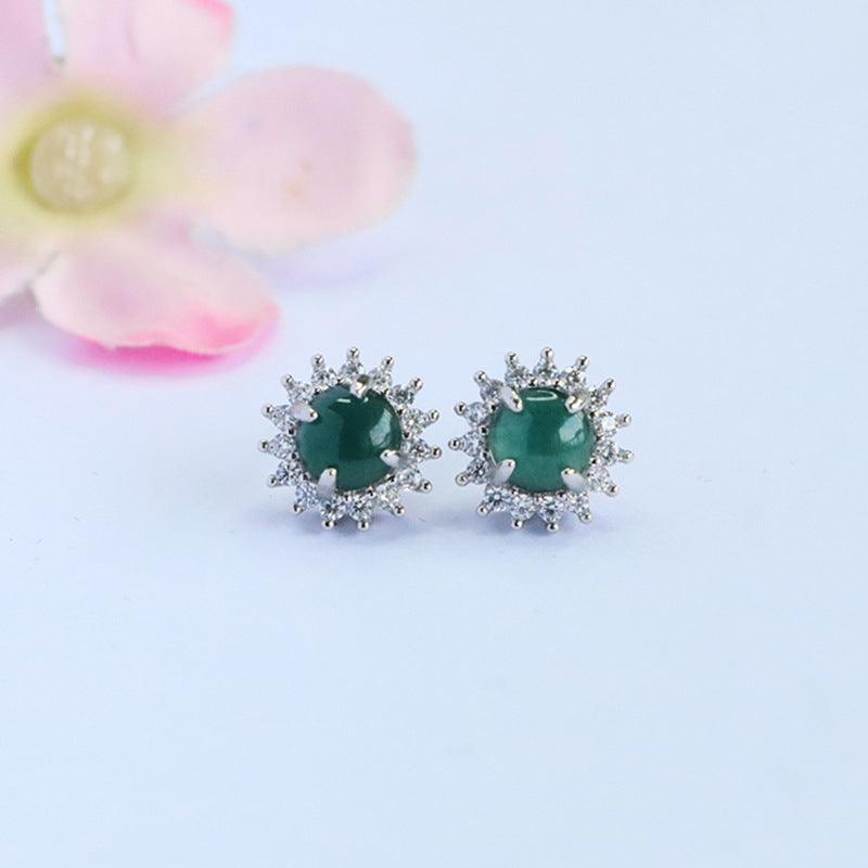 Blue-Water Jadeite Starlight Stud Earrings