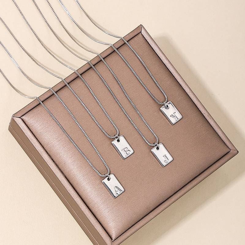 Chic Geometric Square Letter Pendant Necklace for Women