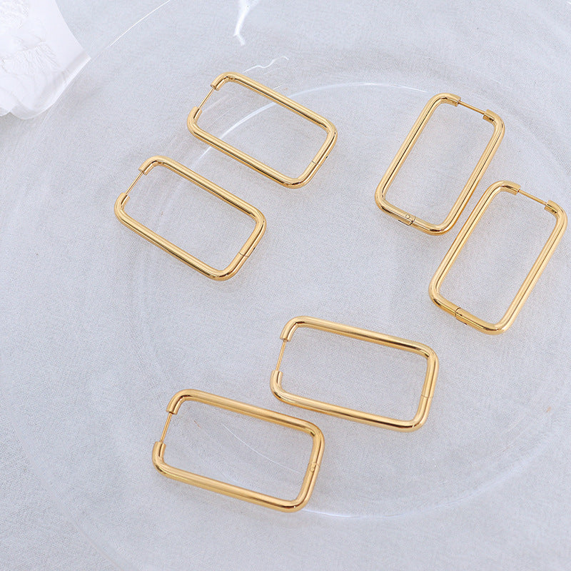 Golden Circle Stud Earrings - Unique Design Titanium Plated Fashion Jewelry