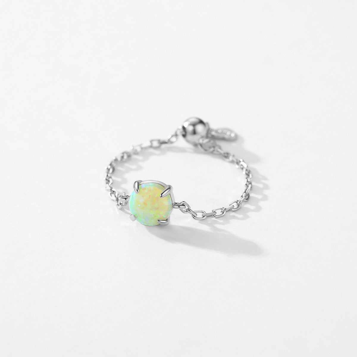 925 Sterling Silver Opal Geometric Ring