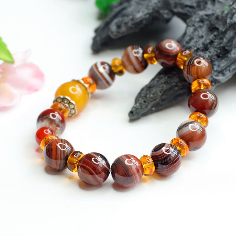 Pretty Color Chalcedony Bracelet With Natural Agate