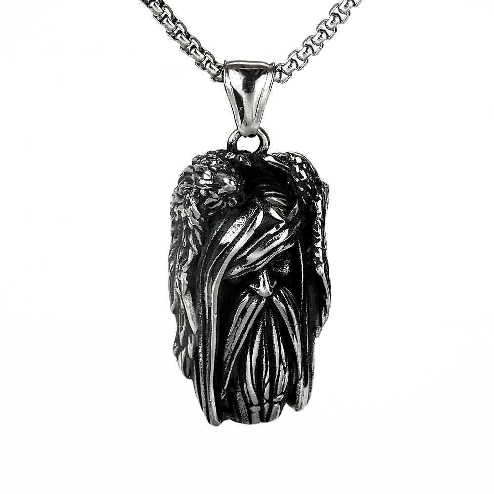 European And American Jewelry Wholesale Titanium Steel Pendant Men's Stainless Steel Necklace Viking Odin Crow
