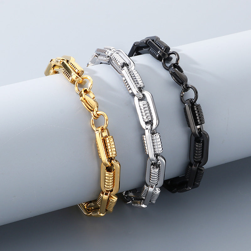 Design Metal Chain Bracelet – Mechanical Wind Rock Vacuum Plating Titanium Steel Men's