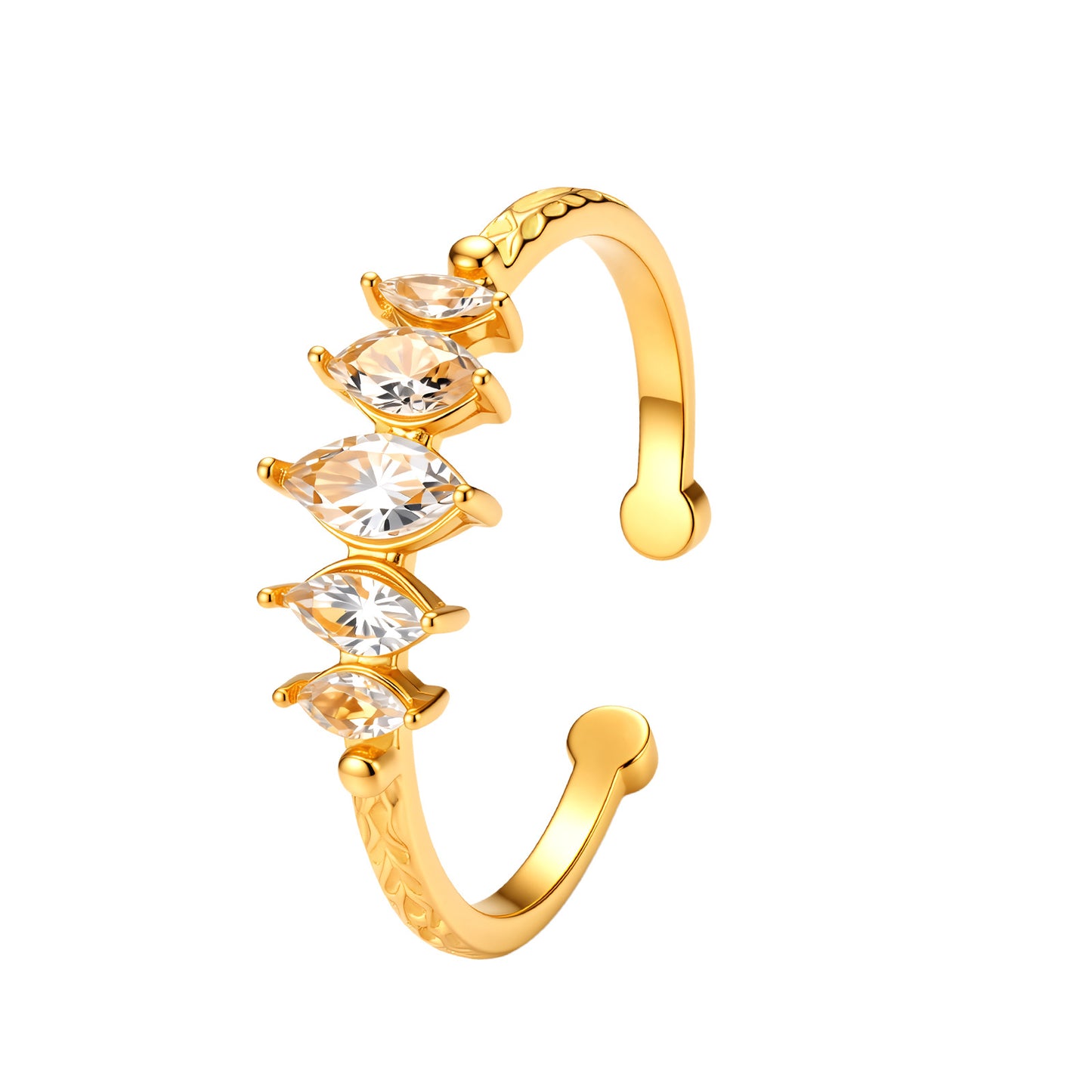 Planderful Everyday Genie Zircon Open Ring Stainless Steel Adjustable For Women And Unisex