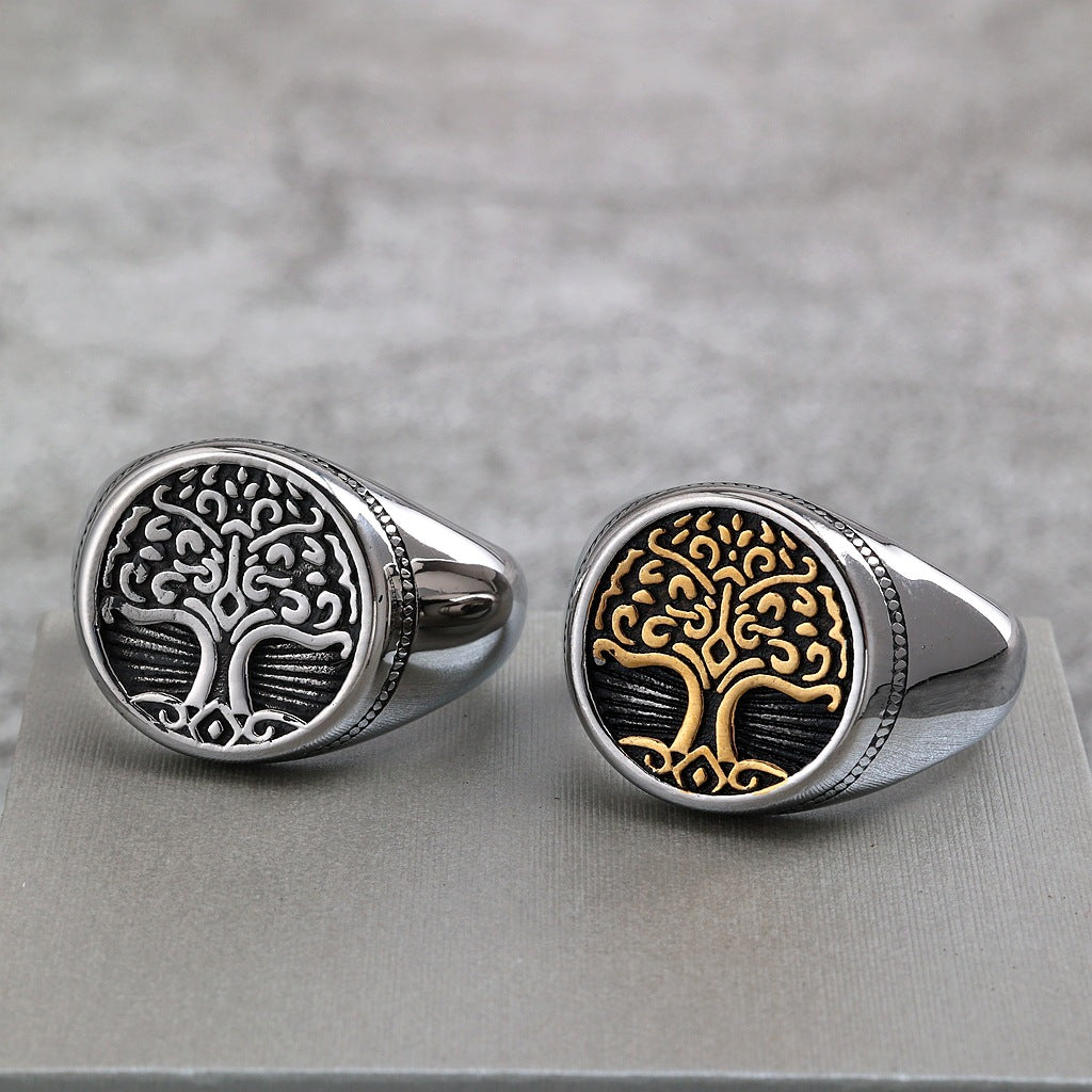 Vintage Tree of Life Viking Stainless Steel Men's Ring