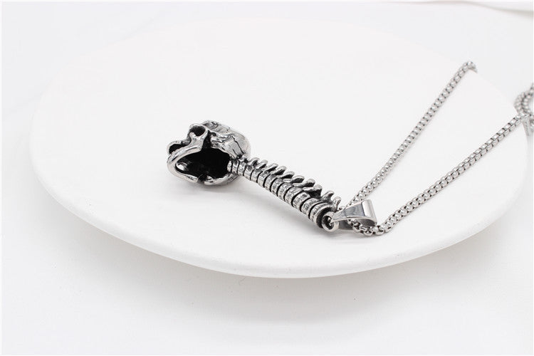 Retro Punk Skull Titanium Steel Pendant Necklace