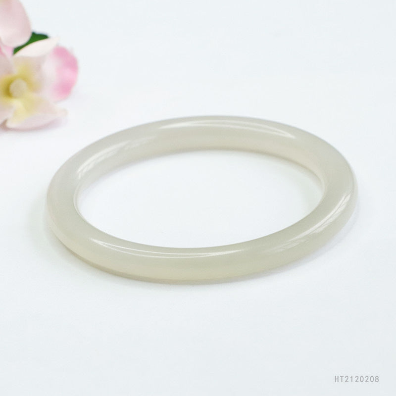Smoke-Purple Hetian Jade Round Bangle