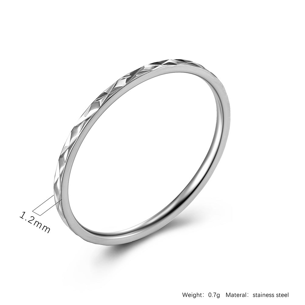 Planderful Titanium Steel Ring For Women 1mm Rhombus Stacked Minimalist Wedding Band Light Luxury Jewelry