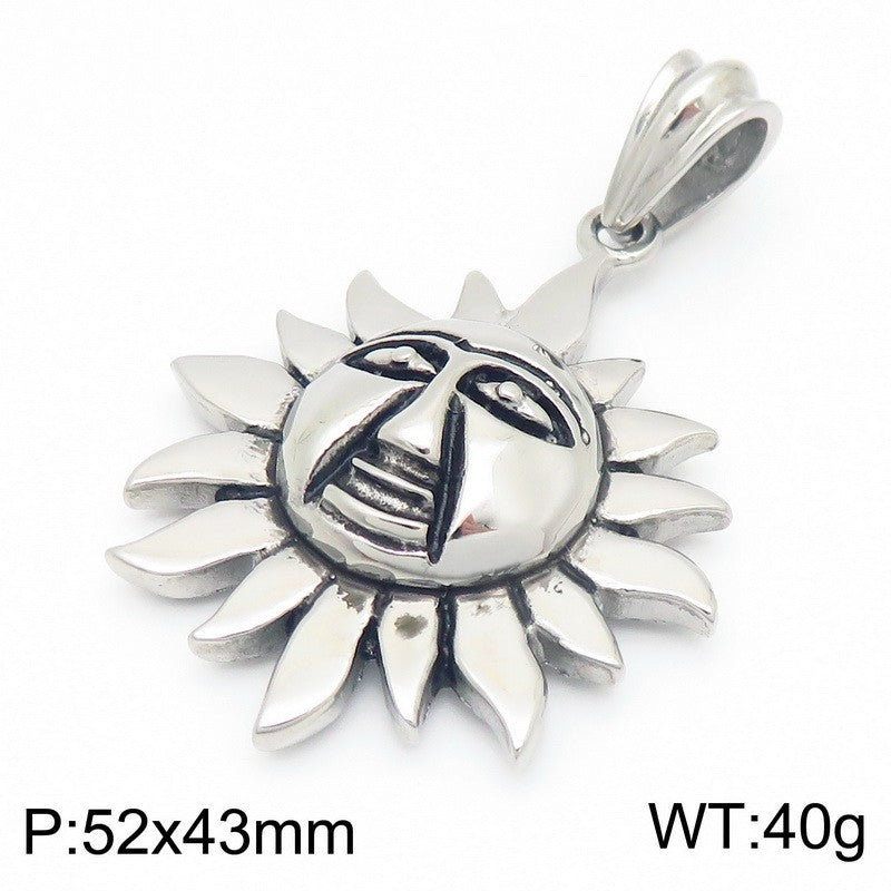 Planderful Sun God Pendant Stainless Steel Men Necklace