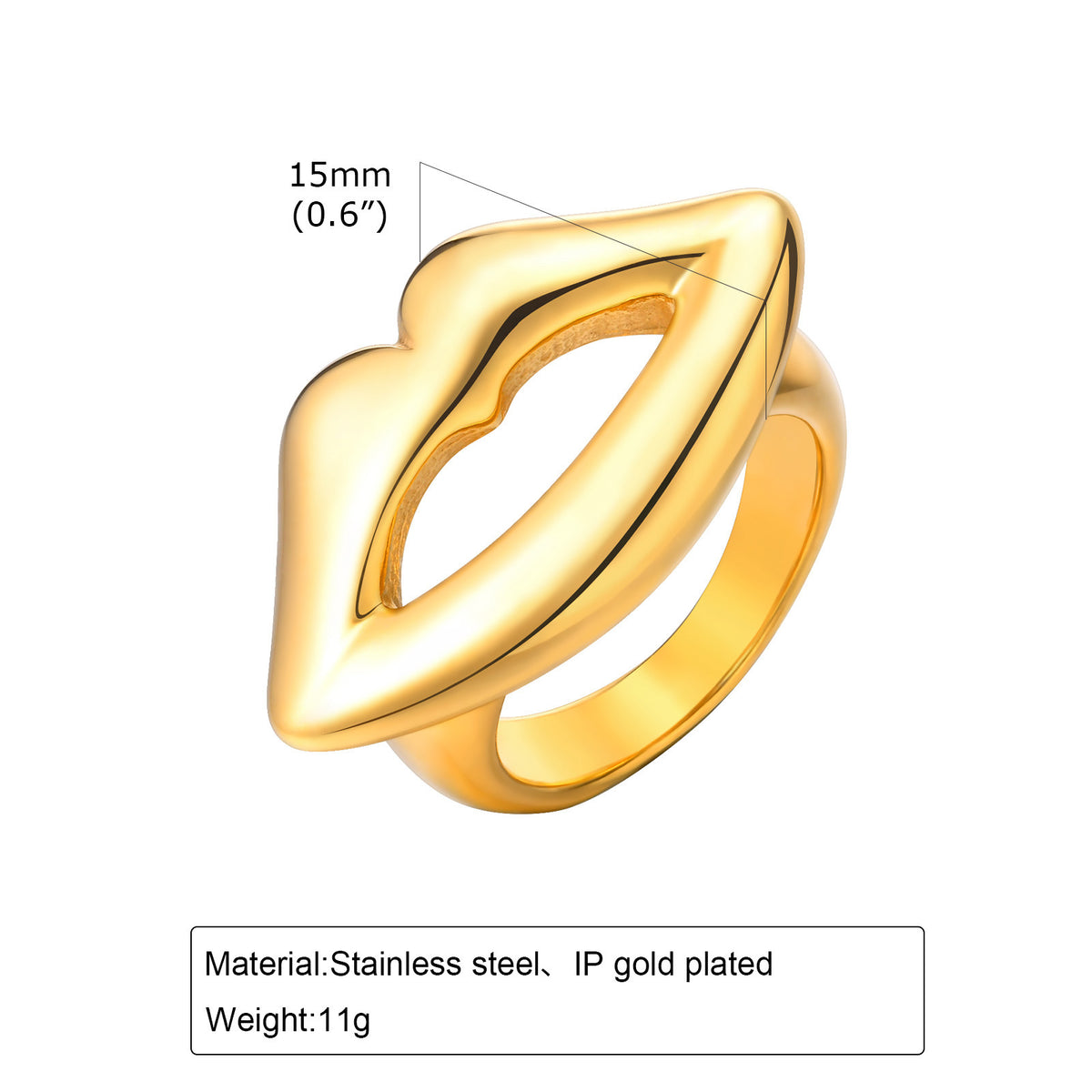 Stainless Steel Lip Ring Gold Ladies