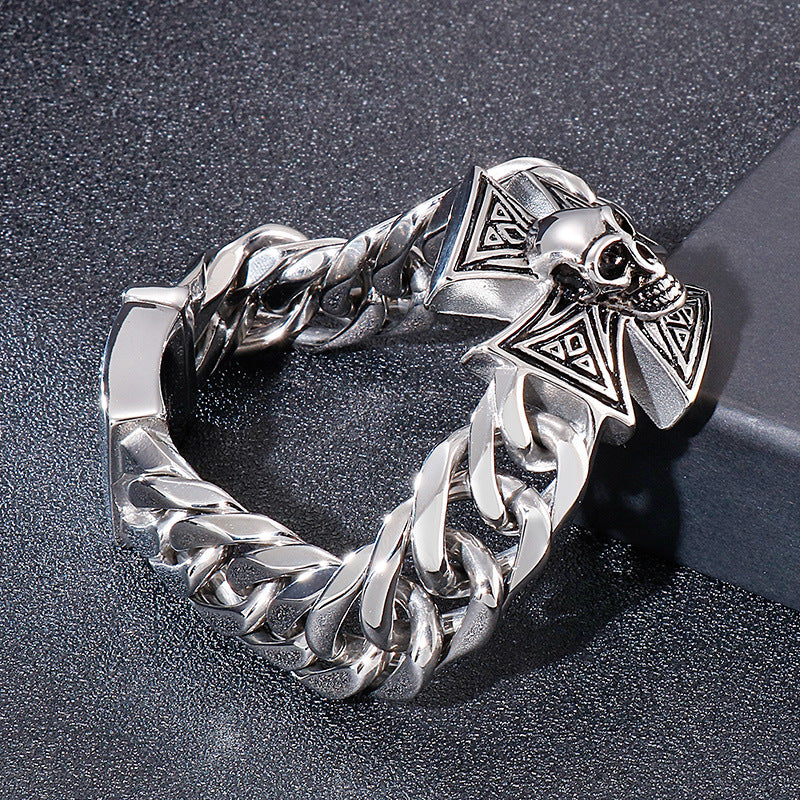 Cross Skull Men's Stainless Steel Bracelet