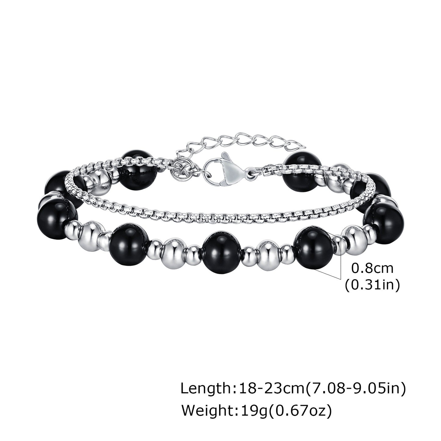 Stainless Steel Grinding Agate Lazuli Beaded Bracelet for Men