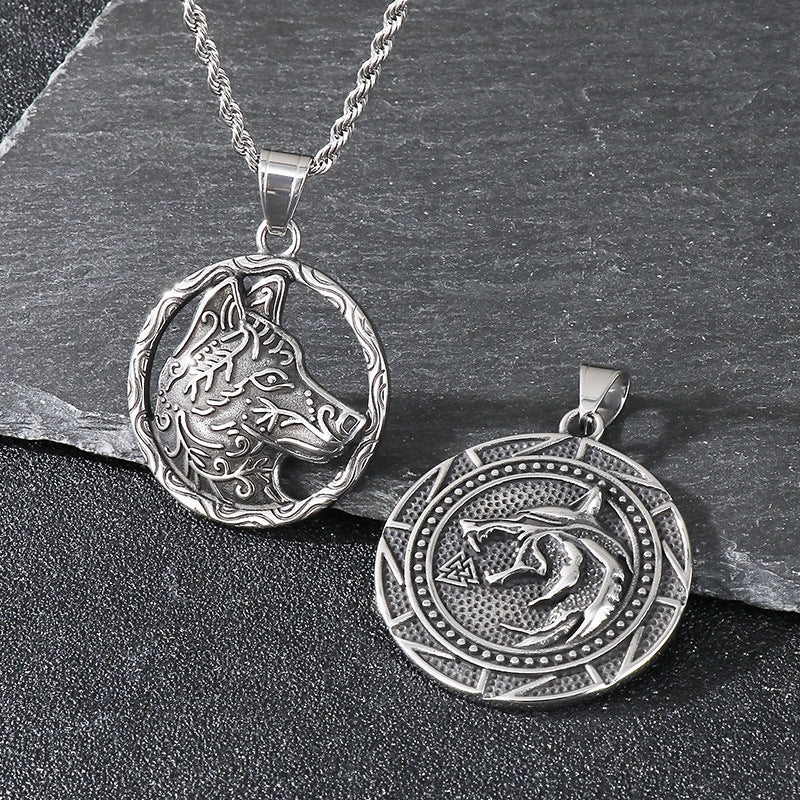 Planderful Double Sided Viking Wolf Pendant Men Personalize