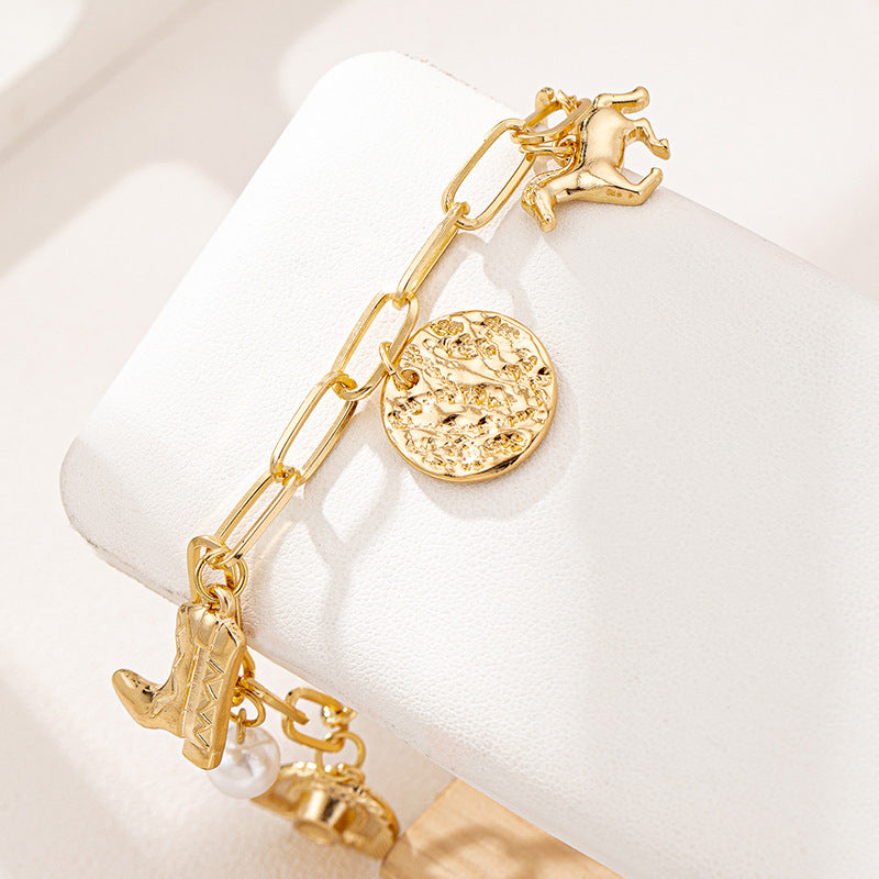 Planderful Vienna Verve Bracelet – Stylish Metal Design with Pearl Pendant