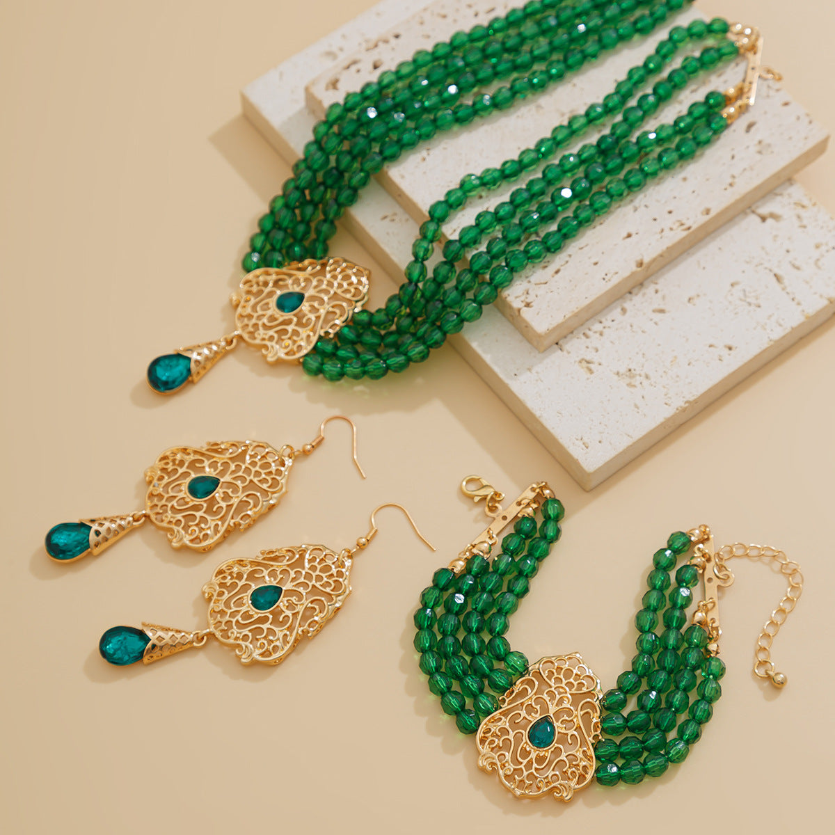 French Crystal Teardrop Jewelry Set