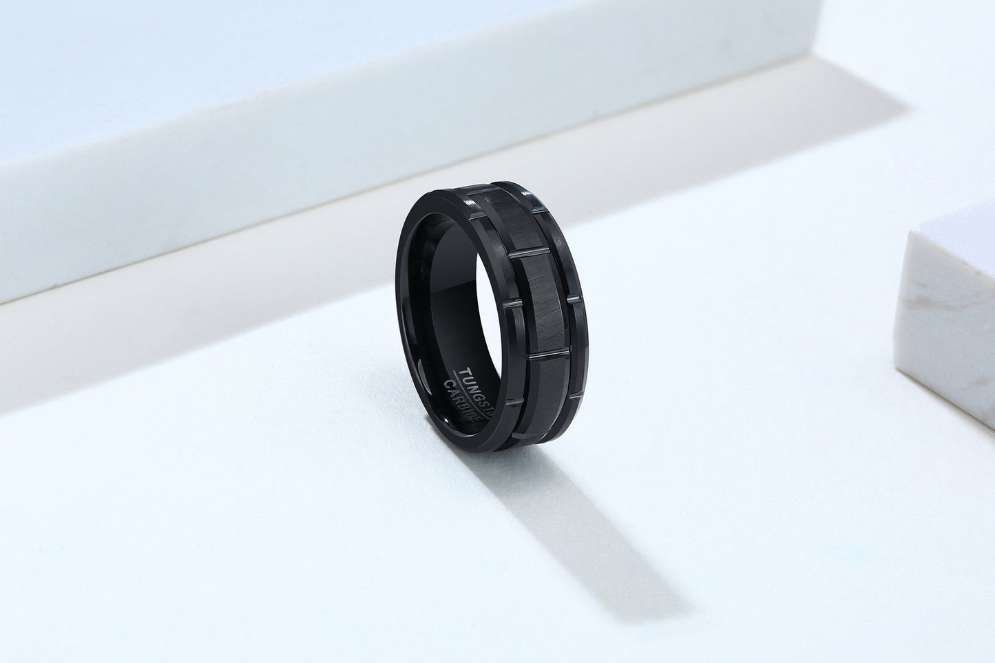 Tungsten Steel Tire Ring Black Men's Groove Ring Wholesale