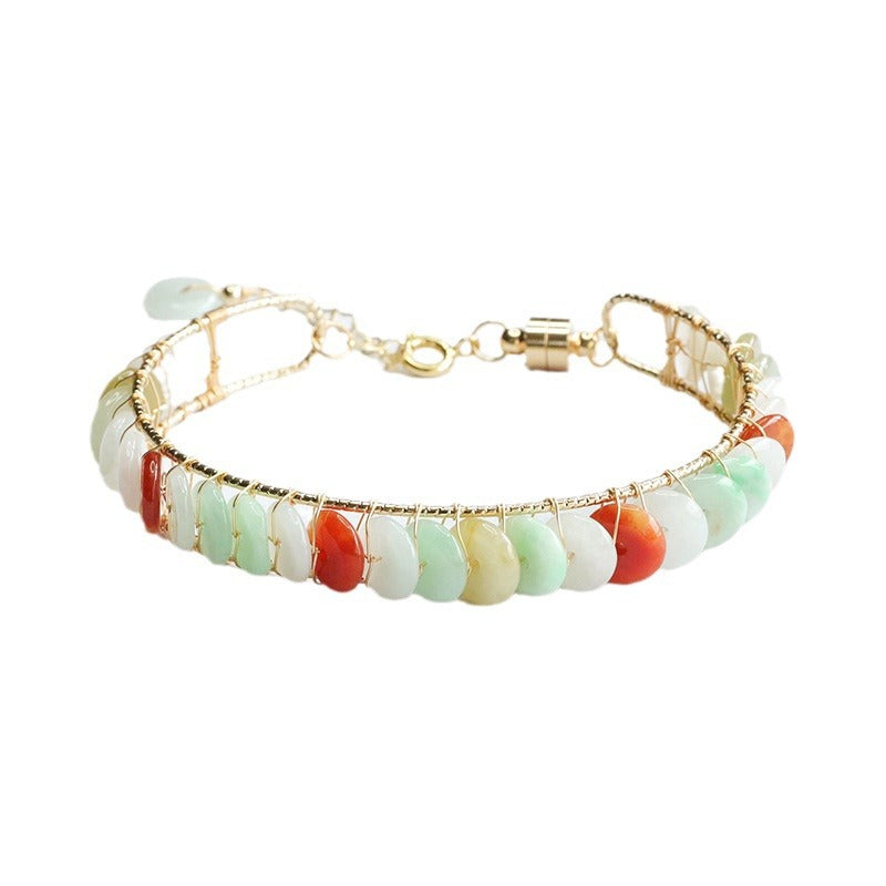 Jadeite Peace Buckle 8 mm Bracelet