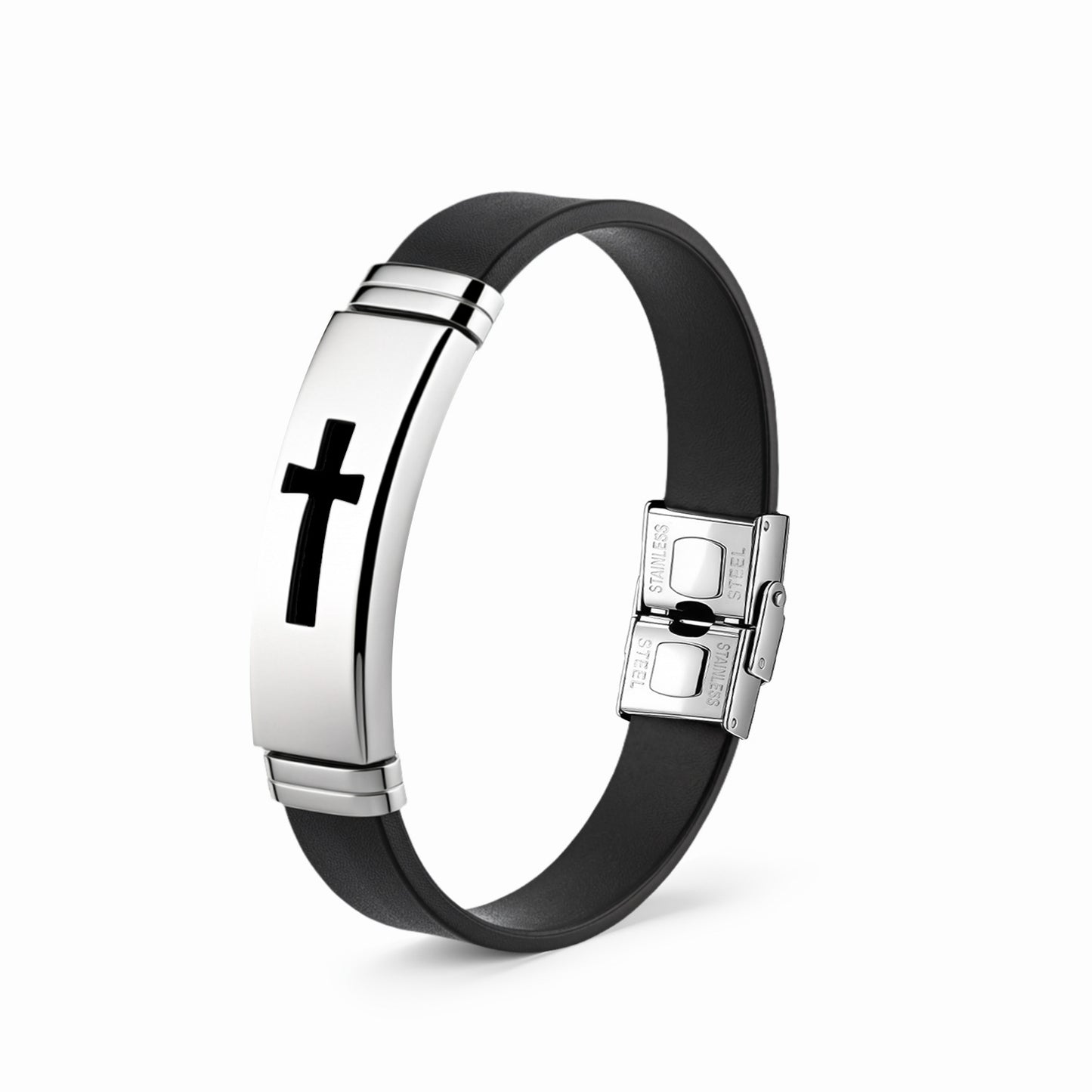 Planderful Everyday Genie Stainless Steel Cross Bracelet For Men Adjustable Minimalist Style