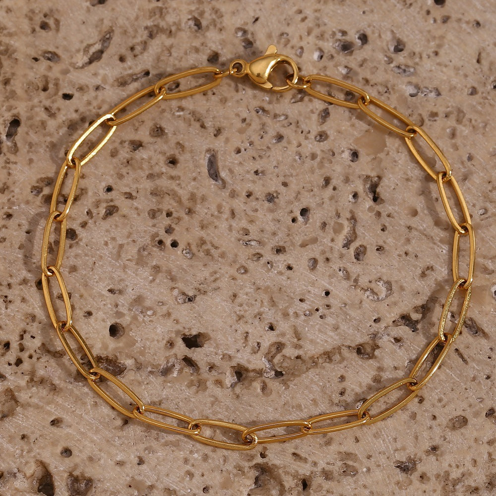 Planderful Jewelry Stainless Steel Five Piece Bracelet Set With Exquisite Twist Figaro Chains