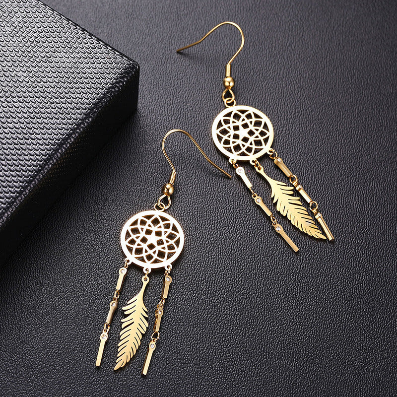 Amazon Wish Earrings Stainless Steel Dream Catcher Tassel