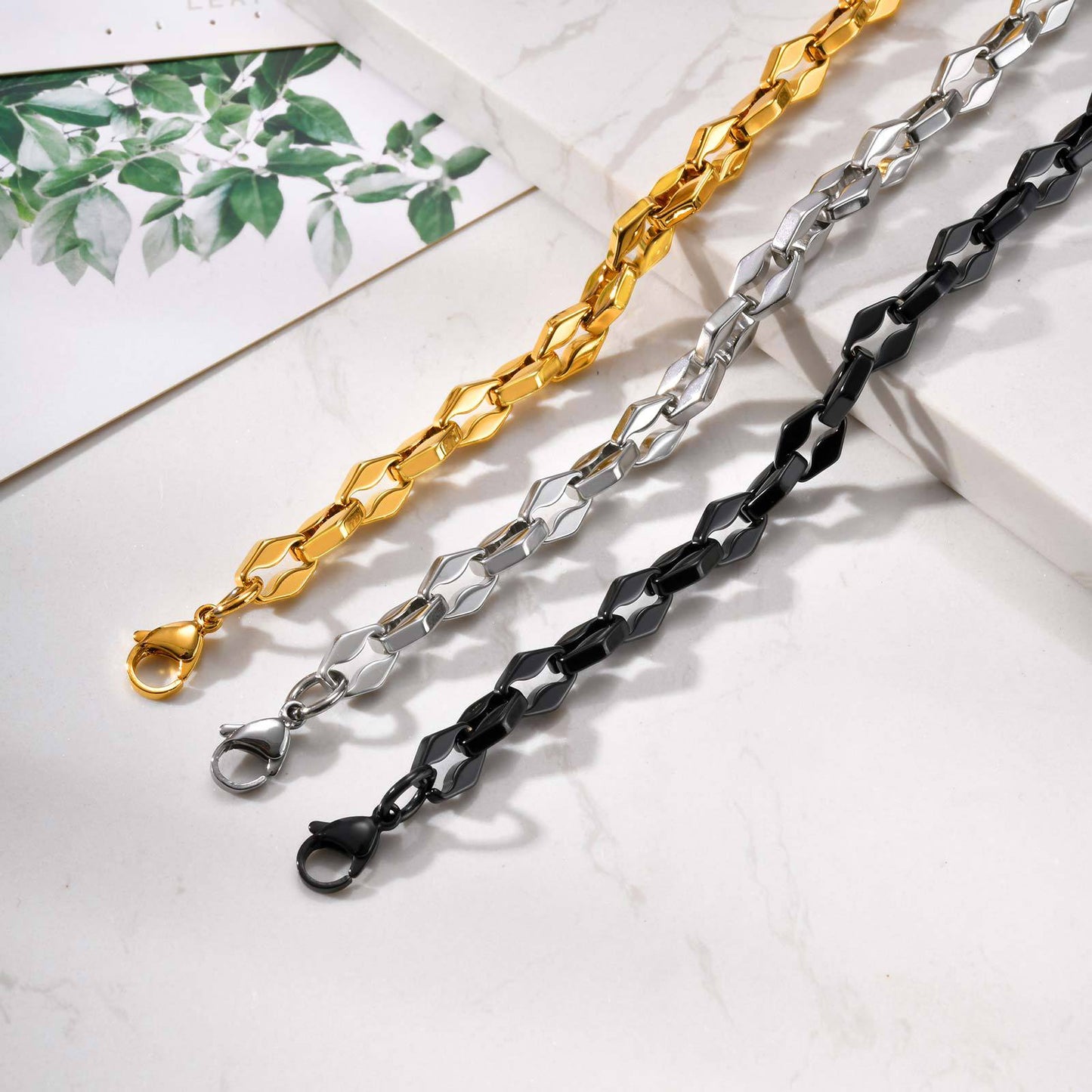 Planderful Hip Hop Lip Chain Stainless Steel Bracelet Men