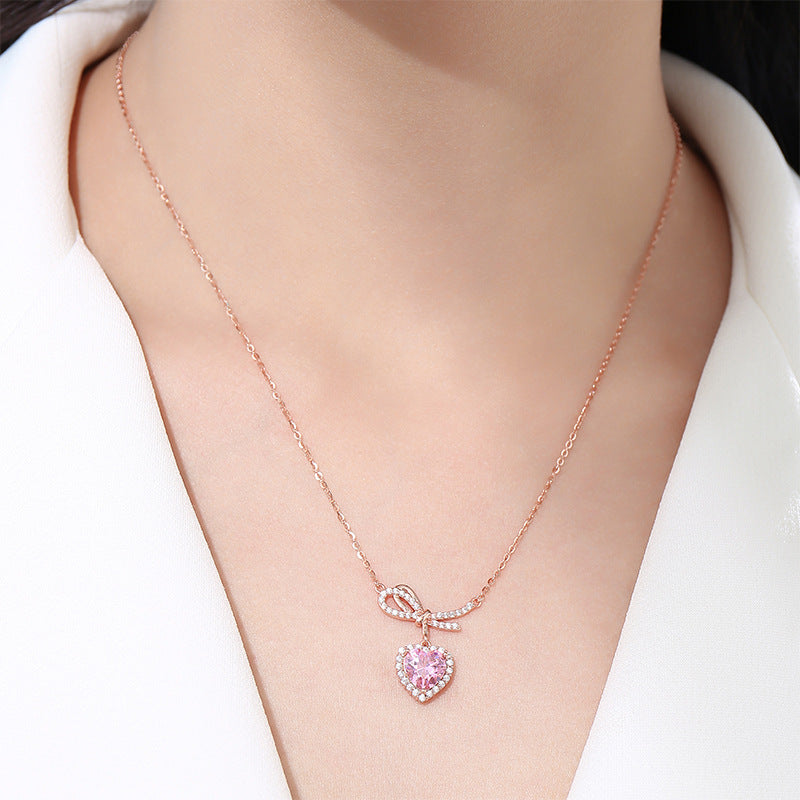 Bow Love 925 Sterling Silver Women's Pendant Necklace