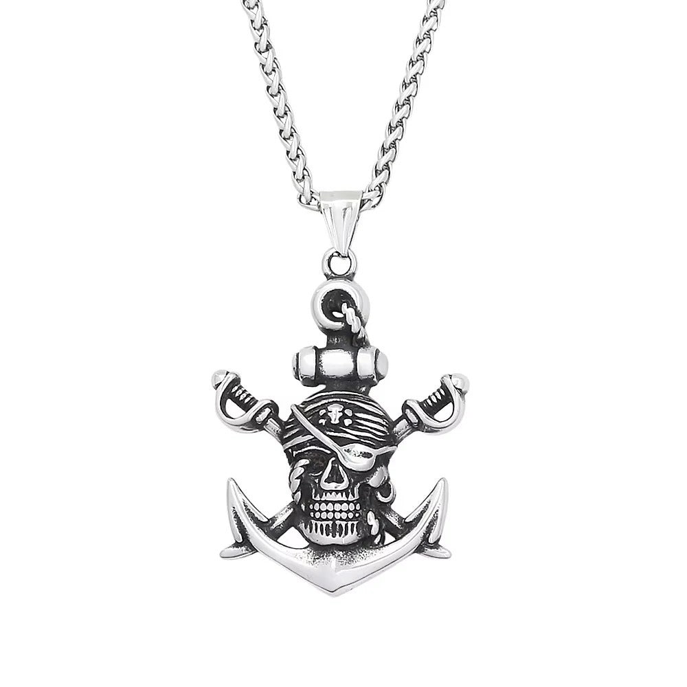 Vintage Skull Viking Stainless Steel Men's Pendant Necklace