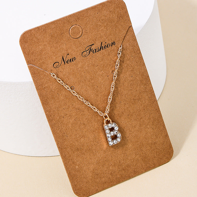 Japan-Korea Fusion 26-Letter Pendant Necklace with Metal Chain