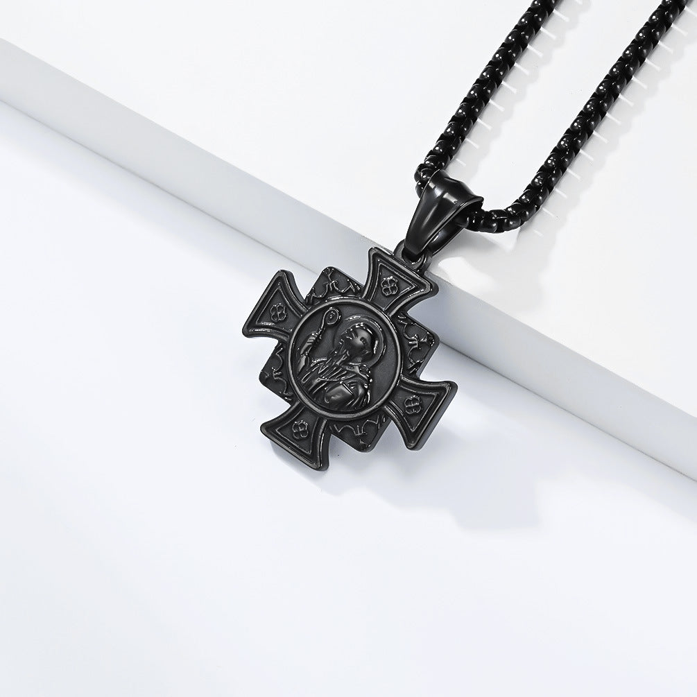 Planderful St Benedict Exorcism Necklace Titanium Steel Pendant for Men European American Retro Collection