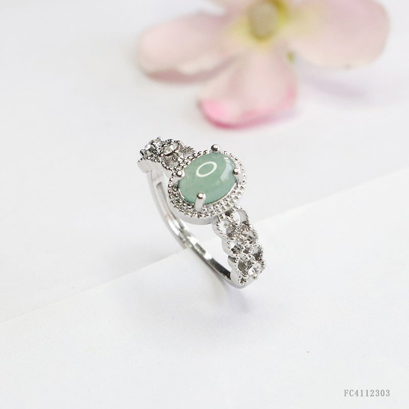 Icy Blue Jadeite Claw-Set Woven Ring
