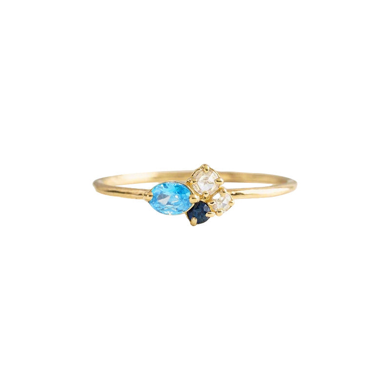 S925 Sterling Silver Japanese Ring Gold-Plated Zircon Ring