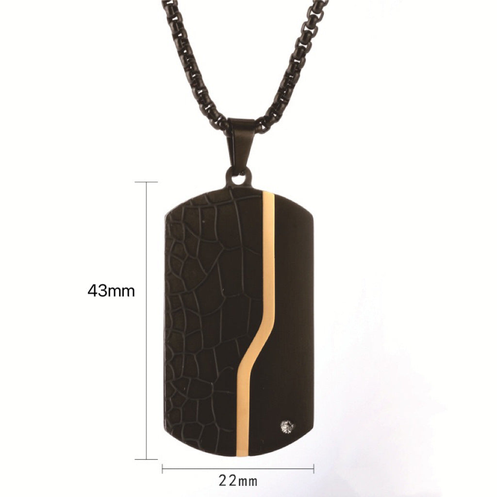 Mens Stainless Steel Necklace Planderful Everyday Genie Black Sand Finish Military Pendant Minimalist Durability For Men