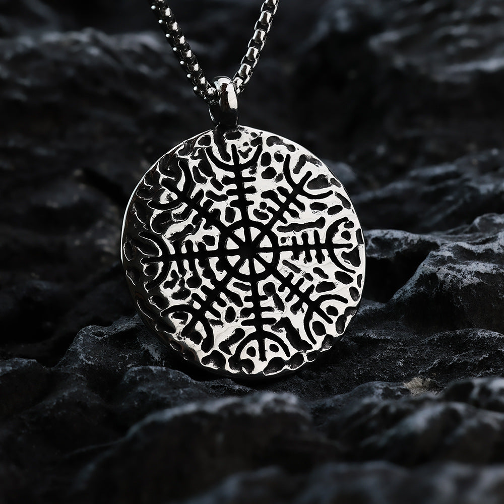 European And American Retro Stainless Steel Men's Pendant Personalized Viking Compass Necklace