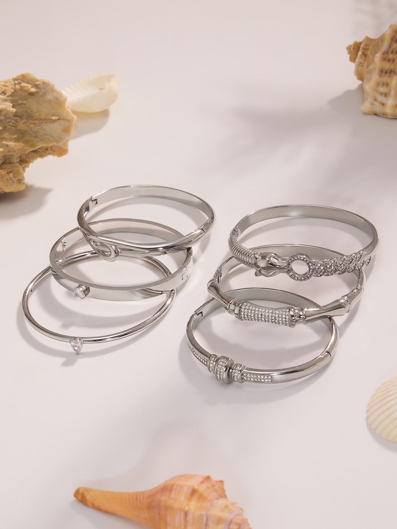 Planderful Zircon Bamboo Stainless Steel Bracelet Women